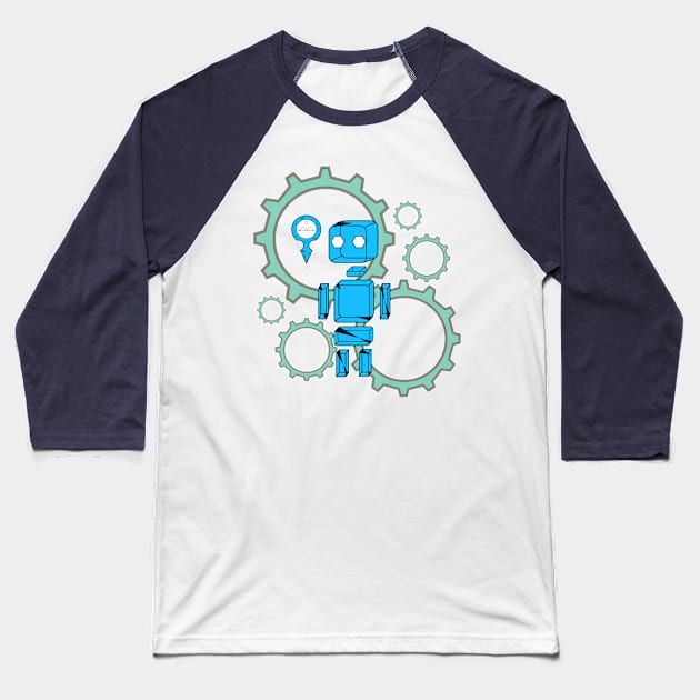 Blue Geometric Buddy : with background Baseball T-Shirt by Eksinxx